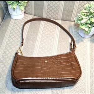 Peta + Jain Brown Croc-Embossed Shoulder Bag